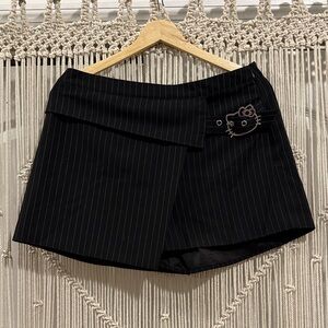 Forever 21 Hello Kitty Black Pinstripe Skort with Cute Belt Accent